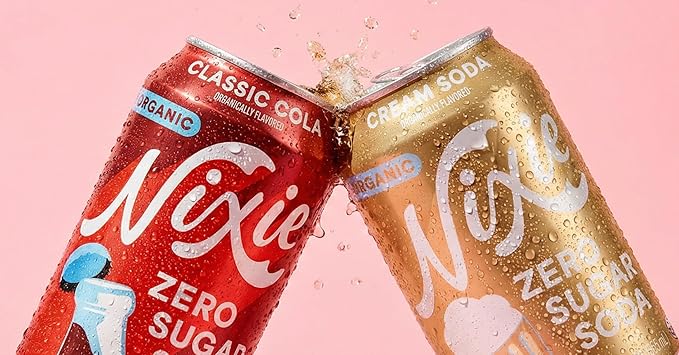 Nixie Organic Zero Sugar Soda Cream Soda &amp Classic Cola 0 Sugar 0 Calories Healthy Soda Pop Non-GMO 12oz Cans (24 Pack)