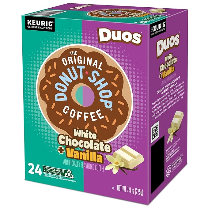 The Original Donut Shop Duos White Chocolate + Vanilla Keurig Single Serve K-Cup pods 96 Count