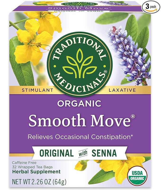 Traditional Medicinals Tea Organic Smooth Move Relieves Occasional Constipation Senna 32 ct (Pack of 3)
