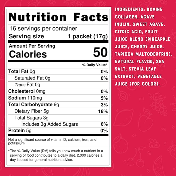 Bare Bones Fruit Punch Elevated Drink Mix | Collagen &amp Prebiotics | Gluten-Free &amp Naturally Sweetened | On-the-Go Stick Single-Serve Packs Powdered Refreshment | 5g Protein | 16 Packets (.60 o