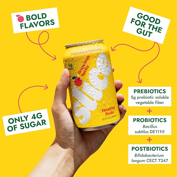 Slice Healthy Soda Grapefruit Spritz Prebiotic &amp Probiotic Soda Pop 5g Fiber 35 calories 12 fl oz 12 Pack