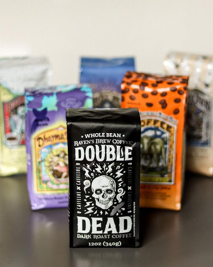 Raven's Brew Coffee High Caffeine Coffee Dark Roast Ground - Double Dead 2-pack of 12oz