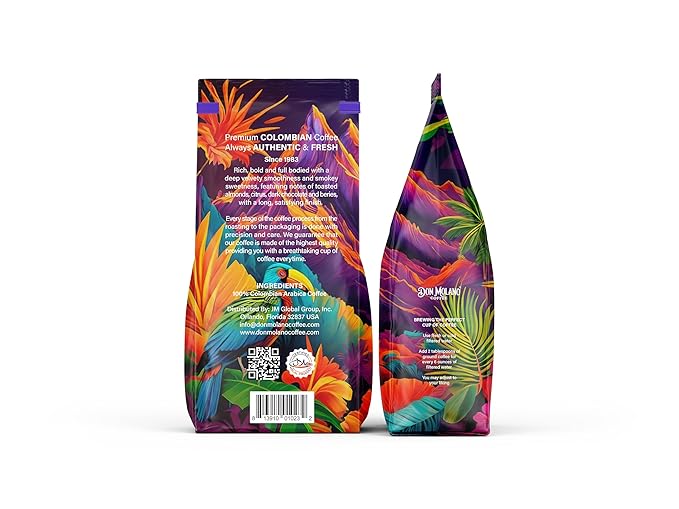 Don Molano Coffee Volcano Island Dark Roast 16oz - Premium Colombian Coffee Halal Certified - Rich bold and full bodied with a deep velvety smoothness and smokey sweetness with notes of Toasted Alm