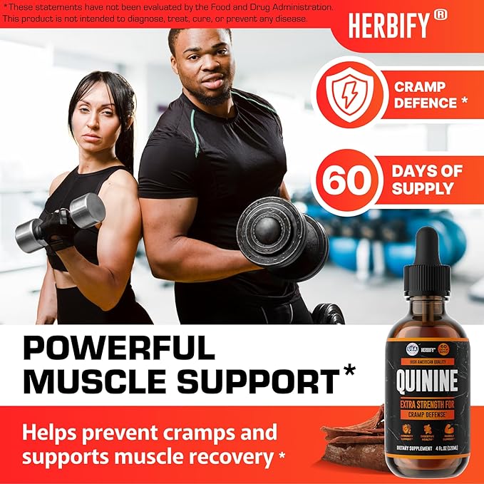 HERBIFY Quinine Tincture - Quinine Liquid Extract for Healthy Digestion - Quinine Cinchona Supplement for Better Absorption - US Made Product - for Men &amp Women 4oz (120ml)