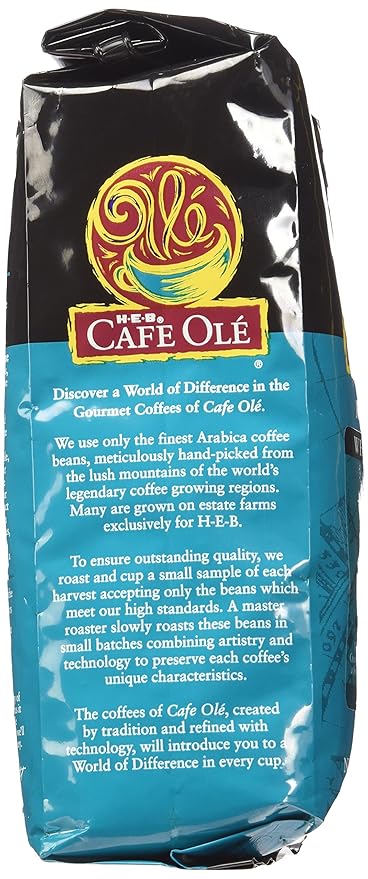 HEB Cafe Ole Whole Bean Coffee 12oz Bag (Pack of 3) (Texas Pecan - Medium Dark Roast (Full City))