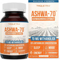 Ashwa-70®: Ashwagandha Extract - 35% Withanolides | Max Strength Highest Withanolide Concentration - Mood &amp Performance - Enhanced Absorption with BioPerine® Black Pepper (60 Capsules)