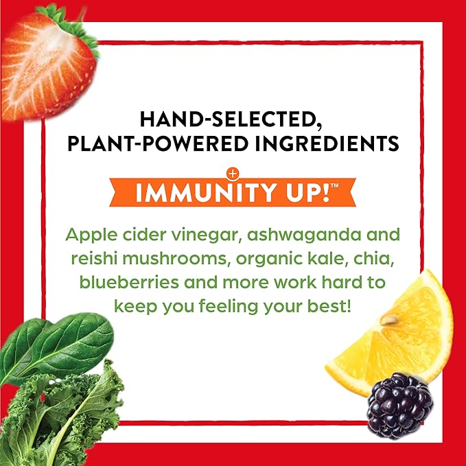 Orgain Organic Greens + 50 Superfoods Immunity Up! Powder Honeycrisp Apple - Immune Support Probiotics Vitamin C D &amp Zinc Apple Cider Vinegar Ashwagandha Cordyceps &amp Reishi Mushrooms -