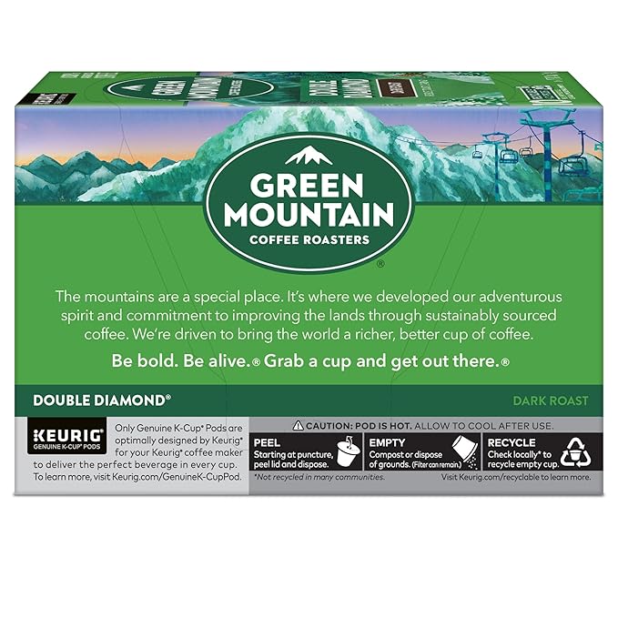 Green Mountain Coffee Roasters Double Diamond Keurig Single-Serve K-Cup pods Dark Roast Coffee 60 Count (6 Packs of 10)