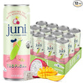 Juni Sparkling Adaptogen Drink with Ashwagandha Lion’s Mane &amp Reishi Mushrooms | Green Tea for Focus Zero Sugar 5 Calories Organic | Non Alcoholic Drinks - Tropical 12 pack