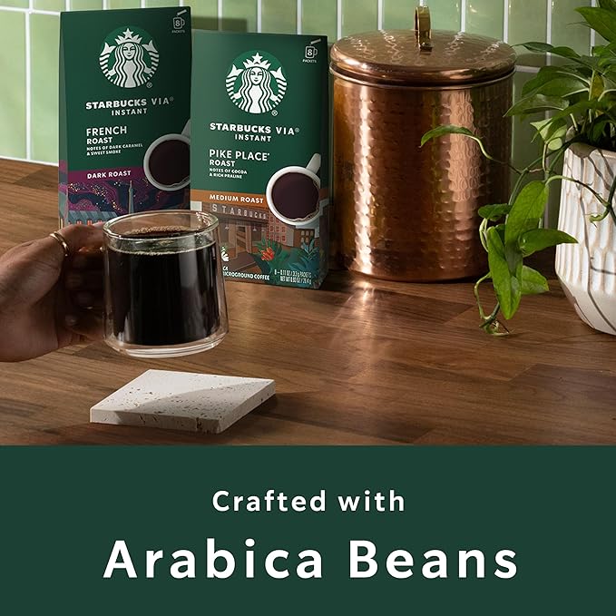 Starbucks VIA Instant Coffee Light Roast Coffee Veranda Blend 100% Arabica Single-Serve 1 Box (50 Packets)