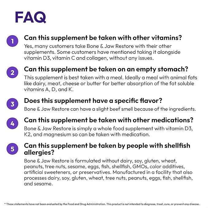 Bone &amp Jaw Restore – Calcium Supplements with Vitamin D3 K2 &amp Magnesium | Non-GMO | Bone Builder &amp Nutrition Support for Women &amp Men | Density Support Formula | 180 Capsules Bottle