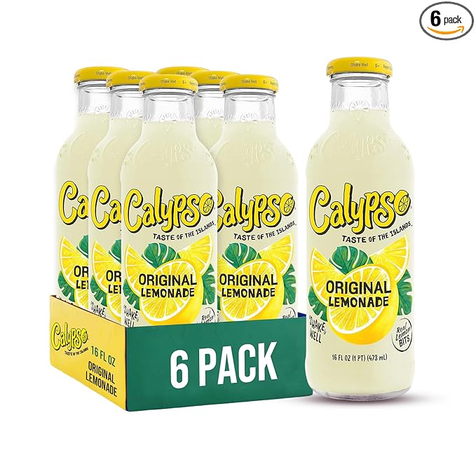 Calypso Lemonade Original Lemonade Made with Real Fruit 16 Fl Oz Glass Bottles (Pack of 6)