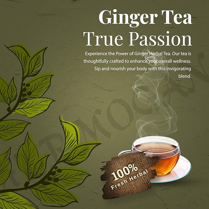 HERBOGANIC Ginger Herbal Tea - Relaxation and Delicate Aroma | Soothing and Refreshing Blend | Natural Ingredients | 60 Tea Bags