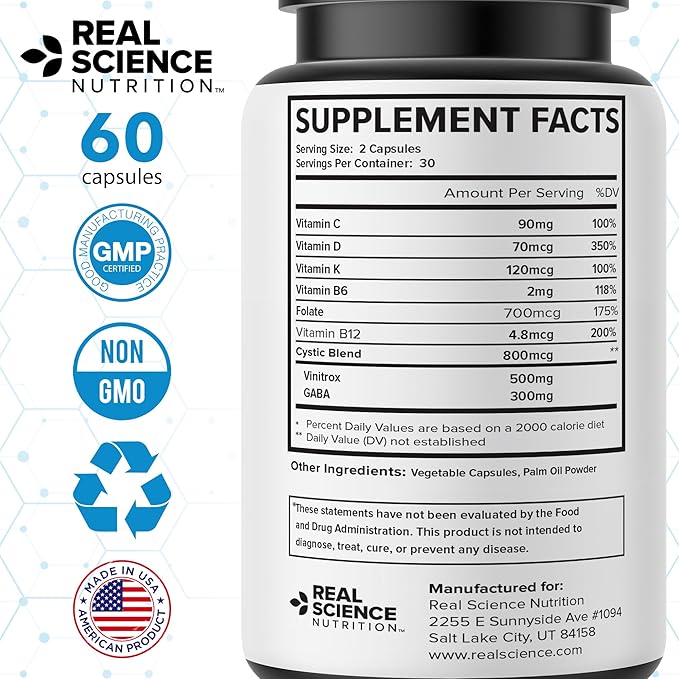 Real Science IntersCyst Miracle – All Natural Supplement for Interstitial Cystitis Relief and Constipation with Vitamins C D B12 &amp K + Nitric Oxide Support – Bladder &amp Kidney Health Support