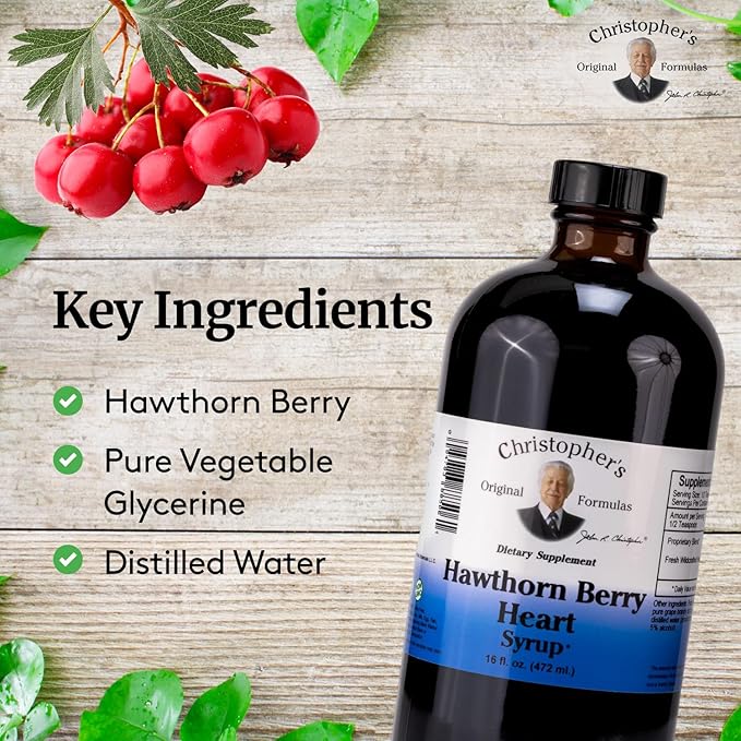 Christopher's Original Formulas Hawthorn Berry Heart Syrup - 16 fl oz | Natural Herbal Blend for General Wellness - Pack of 2