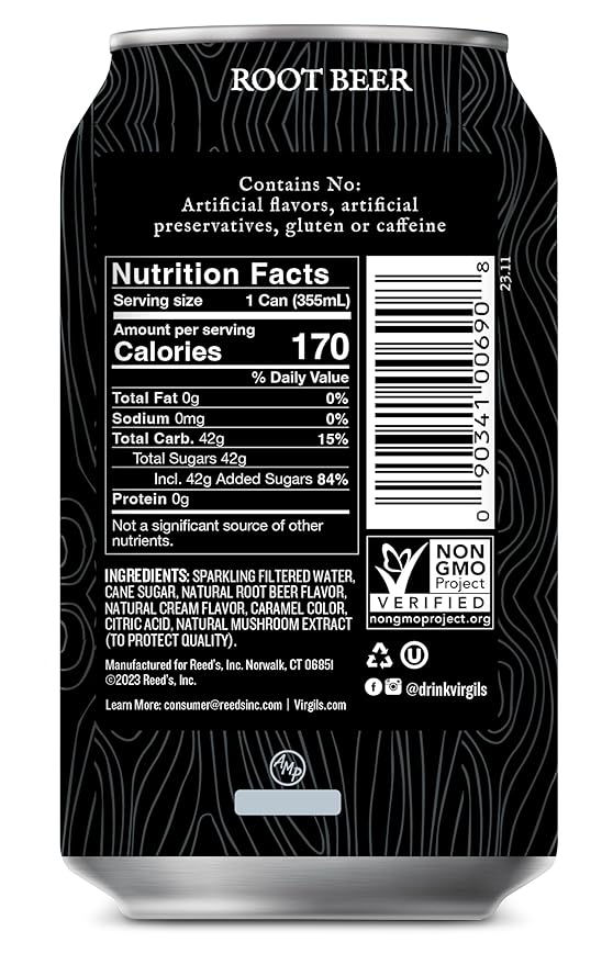 Virgil's Handcrafted Root Beer - Rich Bold Flavor - 12oz Cans 24 Pack