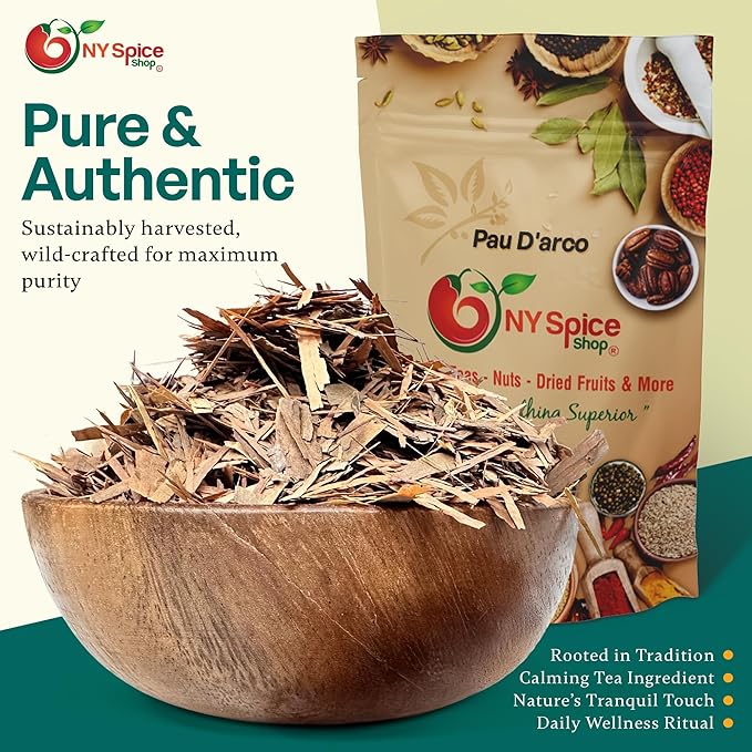 NY Spice Shop Pau D'arco/Ipe Roxo - Cut &amp Sifted - 1 Pound Pau D’arco Tea Bark - Pau D’arco Herb - Herbal Tea - Inner Bark - Natural Flavor Enhancer - Culinary Gem