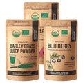 Barley Grass Juice Powder Atlantic Dulse and Wild Blueberry Powder for Your Perfect Detox Smoothie Premium Quality and Organic Certified