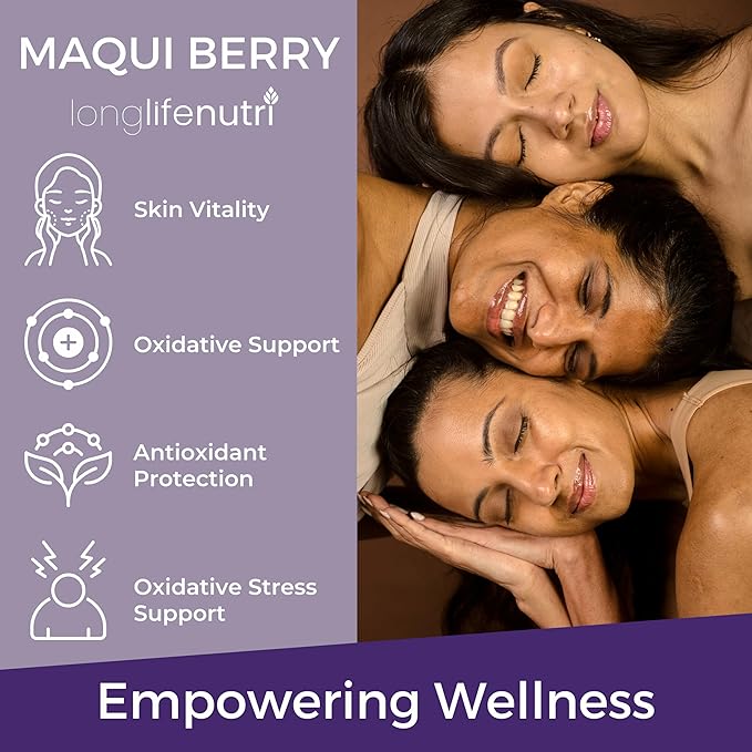 LongLifeNutri Maqui Berry 1000 mg – 240 Veg Caps (4-Month Supply) Organic Antioxidant Superfruit Vegan Non-GMO GMP-Made in USA