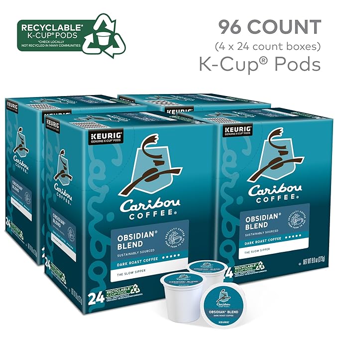 Caribou Coffee Obsidian Keurig Single-Serve K-Cup Pod Medium Roast Coffee 96 Count