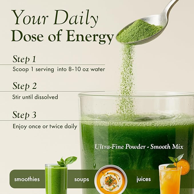Organic Spirulina + Organic Moringa Greens Powder Gluten-Free Vegan Friendly Detox &amp Digest Superfoods 30 Servings Made in USA
