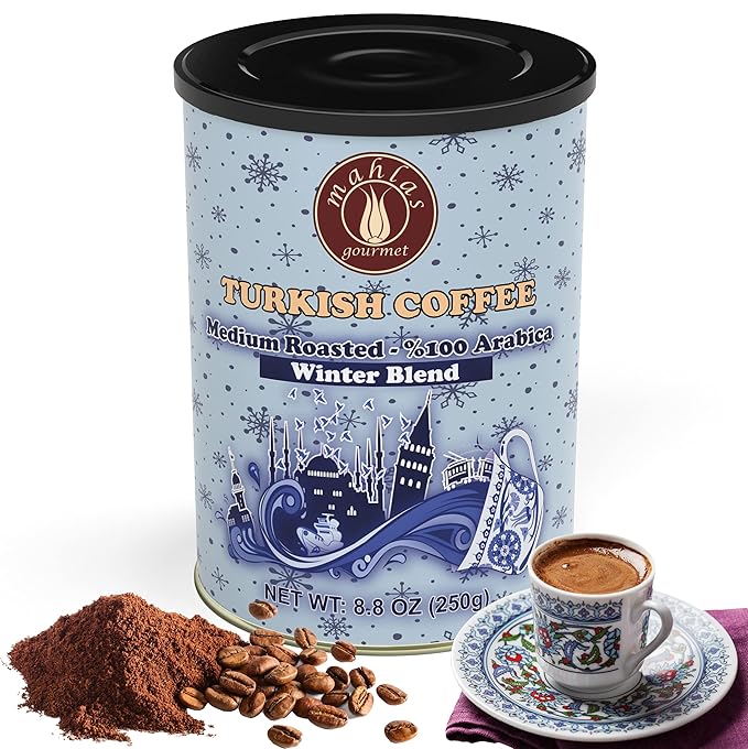 Mahlas Gourmet Turkish Coffee Winter Blend Medium Roast - Premium Quality Freshly &amp Finely Ground 100% Arabica Coffee Beans