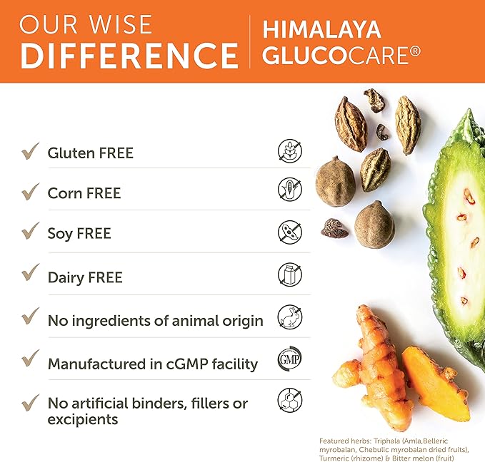 Himalaya GlucoCare – Herbal Glucose Metabolism &amp Pancreatic Support with Bitter Melon Gymnema Triphala &amp Turmeric – Natural Blood Sugar Support – Vegan Non-GMO Gluten-Free – 90 Capsules