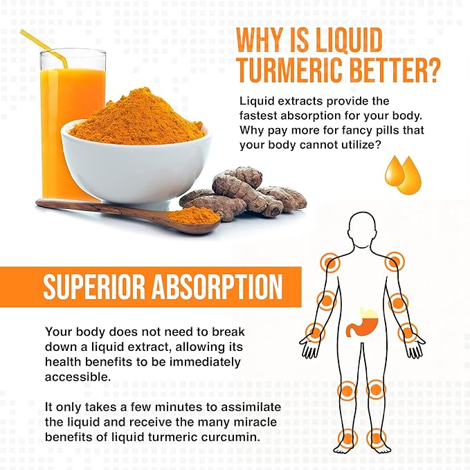 Advanced Liquid Turmeric – High Absorption Curcumin with Black Pepper &amp Vitamin D3 for Maximum Bioavailability – Joint Inflammation &amp Immune Support – 20 fl oz