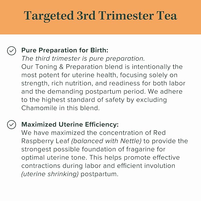 Jade Tea - Organic Third Trimester Tea | Pregnancy Tea - Toning &amp Birth Preparation | Maximized Uterine Health for Labor &amp Postpartum Recovery | Caffeine-Free Fair Trade Sustainable Made In