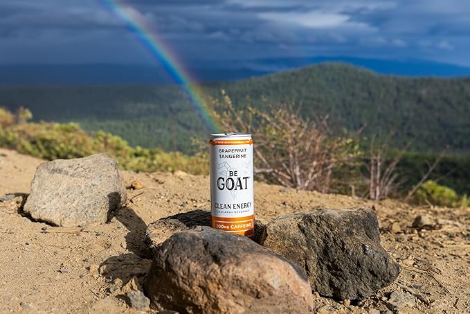 BeGOAT Clean Energy | Grapefruit Tangerine | 6 Ingredients Plant-Based Non-GMO Vegan | 200mg Natural Caffeine | 12 fl oz Cans (Pack of 12)