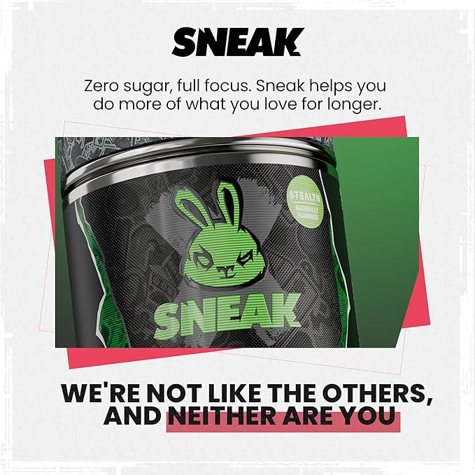 SNEAK Energy Drink Powder | Stealth | No Sugar. No Nasties. Just Natural Caffeine Focus-Boosting Nootropics | 40 Servings