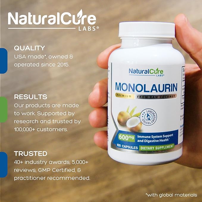 Natural Cure Labs Premium Monolaurin – 600mg 100 Capsules
