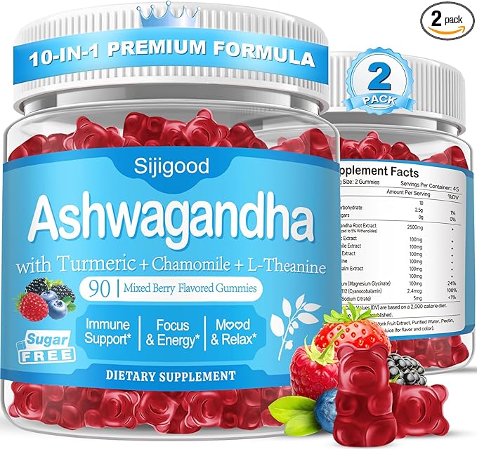 180 Count | Ashwagandha Gummies 2500mg–Ashwagandha Supplements with L-Theanine &amp GABA–Support zzZ M♡♡d Relaxation Daily Balance Mind-Body Wellness for Women &amp Men