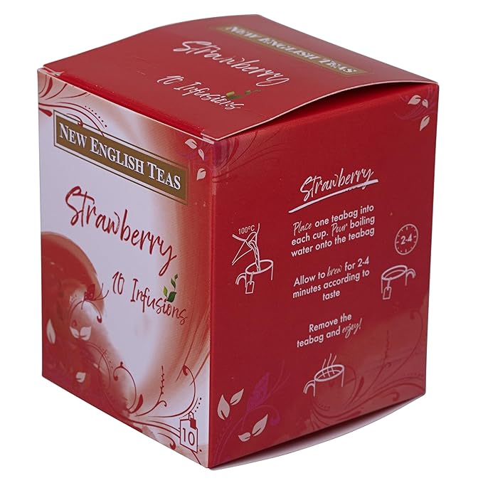New English Teas Fruit &amp Herbal Tea 120 Teabags 12 Packs of 10 Individually Wrapped Tea Bags Naturally Caffeine Free (Strawberry)