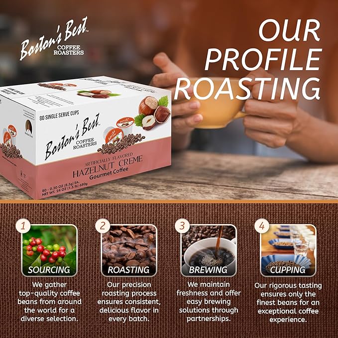 Boston’s Best - Hazelnut Creme Flavored Delicious Gourmet Coffee Compatible with Keurig Coffee Maker 1 Count (80 Single Serve Cups)