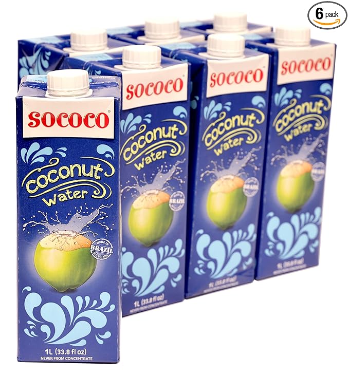 SOCOCO 100% Pure Coconut Water | Natural Electrolytes | Vital Nutrients | Refreshing 33.8 Oz (Pack of 6)