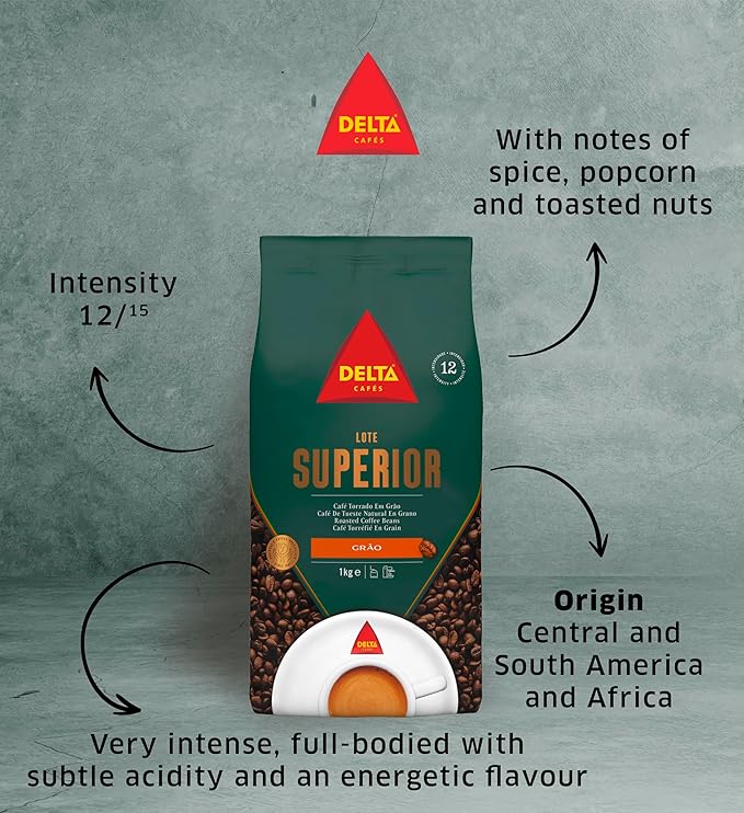 Delta Lote Superior 1kg/35.2oz – Full-Bodied Medium-Roast Coffee Beans Energetic Aroma &amp Subtle Acidity Notes of Chocolate Nuts &amp Red Fruit – Whole Bean for Espresso Filter &amp Moka Brew