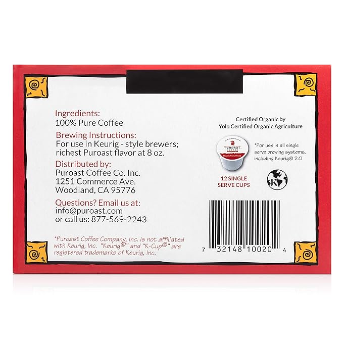 Puroast Low Acid Coffee| House Blend Single Serve Pods | Medium Roast | High Antioxidants &amp High pH |No Bitter Aftertaste | Reduced Heartburn &amp GERD Friendly | 72 Count - Compatible with Keuri