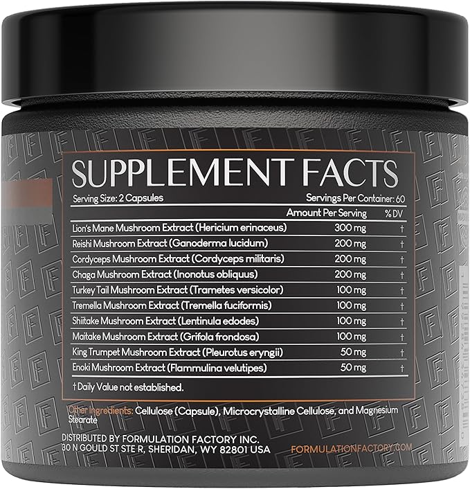 Shroom Vroom: 10-in-1 Mushroom Supplement Lion’s Mane Reishi Cordyceps Chaga Turkey Tail Tremella Shiitake Maitake King Trumpet &amp Enoki Brain Boost Immune Support (360 count Pack of 3)