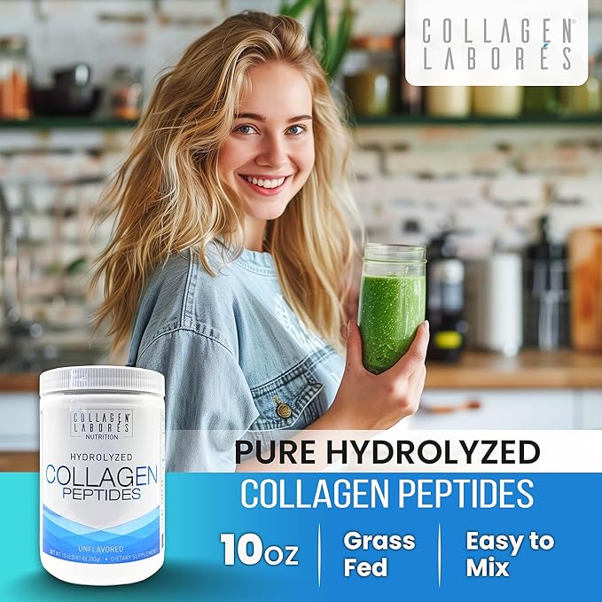 Pure Hydrolyzed Collagen Peptides (10 oz) – Unflavored Collagen Powder - Pasture-Raised Grass-Fed Keto &amp Paleo-Friendly – Kosher Non-GMO Gluten-Free – GMP Certified – Easy to Mix (280g)