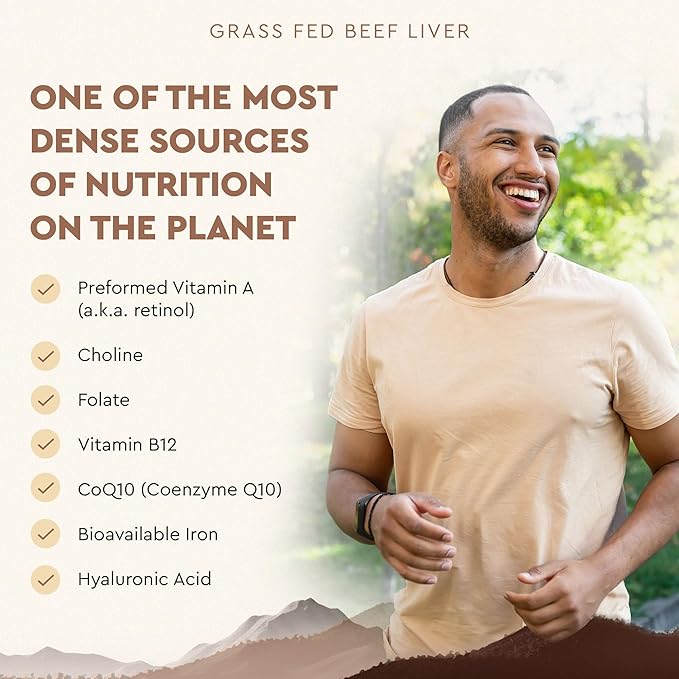 Ancestral Supplements Grass Fed Beef Liver 180 Capsules Supports Energy Production Detoxification Digestion Immunity and Full Body Wellness Non-GMO Freeze Dried Liver Health Supplement