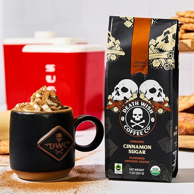 Death Wish Coffee - Organic Cinnamon Sugar Flavored Ground Coffee (27 Ounces)