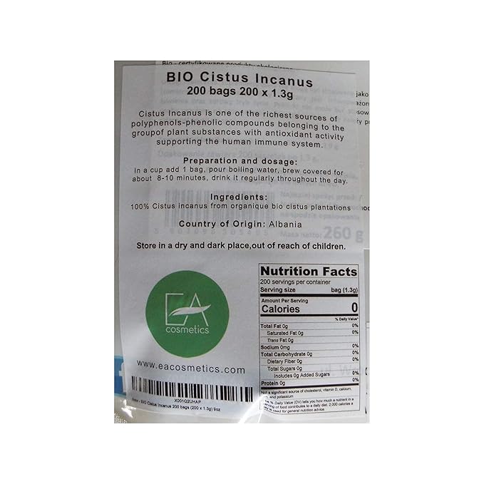 Organic Cistus Incanus Rock Rose 200 Tea Bags (200 x 1.3g) 9oz