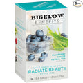 Bigelow Benefits Radiate Beauty Blueberry and Aloe Herbal Tea Caffeine Free 18 Count (Pack of 6) 108 Total Tea Bags