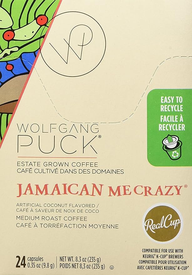 Wolfgang Puck Jamaican Me Crazy Flavored Coffee Single Serve Cups for Keurig 24 Count (Pack of 2)