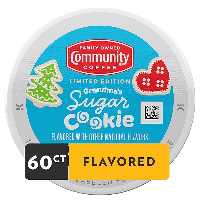 Community Coffee Grandma's Sugar Cookie Keurig K-Cup Pods Limited Edition Holiday Flavor Natural Ingredients 10 Count (Pack of 6)