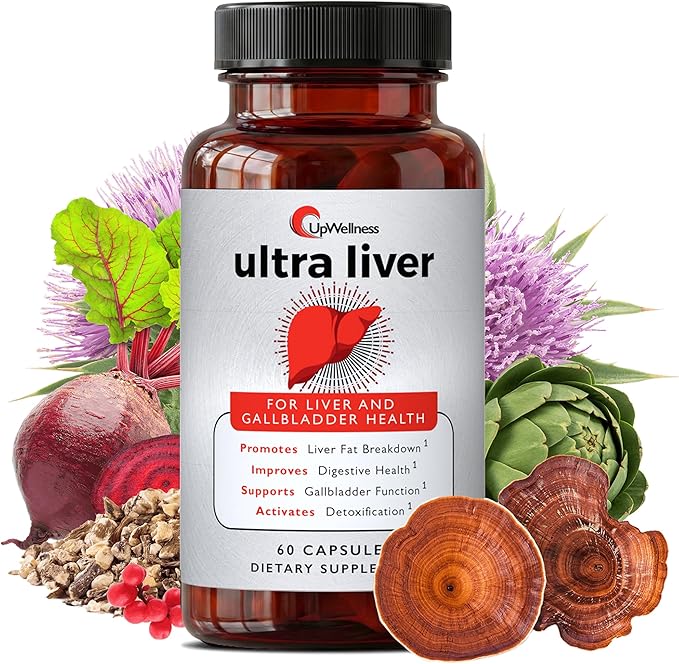 UpWellness Ultra Liver Supplement for Liver Support and Gallbladder Support - Powered by TMG NAC Milk Thistle and More - Liver Cleanse Detox &amp Repair - 60 Capsules