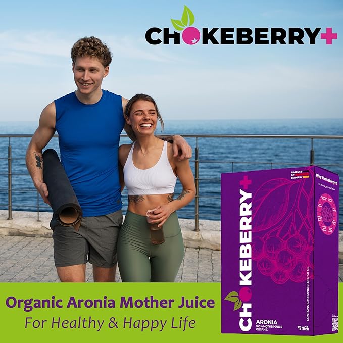 Chokeberry+ Raw Aronia Juice - Rich in Antioxidant &amp 100% Organic Aronia Berry Juice Concentrate - Vegan Gluten-free &amp No Sugar Added - First-Press Mother Juice - 1 x 3L (101.4oz) Bag-In-Box