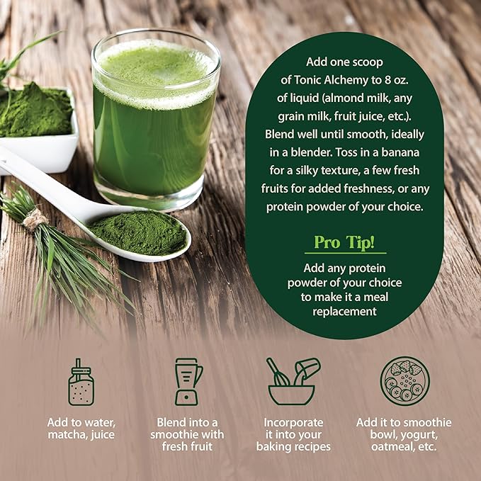 Dragon Herbs Tonic Alchemy Superfood Greens Powder with 91 Ingredients: Tonic Herbs Ashwagandha Mushrooms Probiotics Super Greens Seaweeds Fruits Vegetables Spirulina - 30 Servings