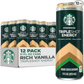 Starbucks Tripleshot Coffee Energy Drink Vanilla Triple Blend 165mg Caffeine B Vitamins Protein Iced Coffee 11 fl oz Cans (12 Pack)